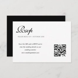 elegante schwarz-weiße Hochzeitskarte QR-Code rsvp