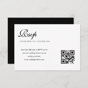elegante schwarz-weiße Hochzeitskarte QR-Code rsvp