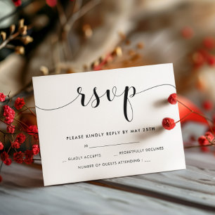Elegante schwarz-weiße Hochzeitskarte RSVP Karte