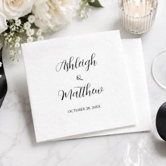 Elegante schwarz-weiße Hochzeitsservietten Serviette