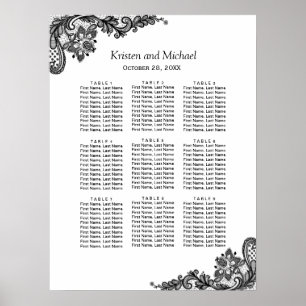 Elegante Schwarz-weiße Hochzeitsstift Poster