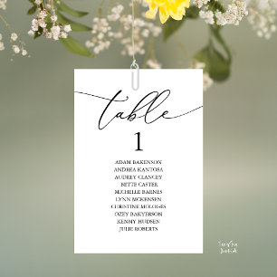 Elegante schwarz-weiße Hochzeitstisch-Sitzordnung Tischnummer