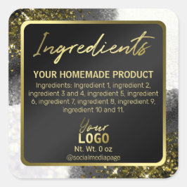 Elegante schwarz-weiße Inhaltsstoffe Quadratischer Aufkleber