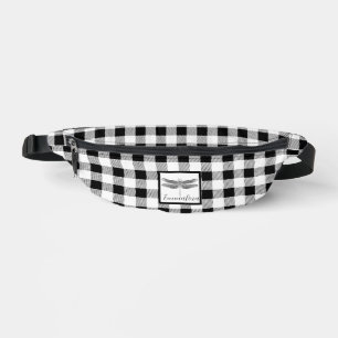 Elegante Schwarz-weiße karierte Gingham-Libelle Bauchtasche