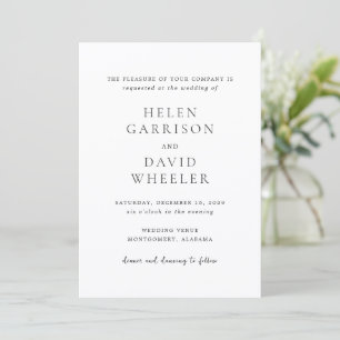 Elegante schwarz-weiße klassische Hochzeit Einladung