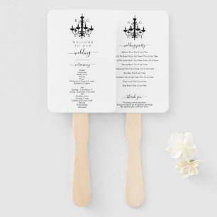 Elegante Schwarz-weiße Kronleuchter Monogram Weddi Fächer