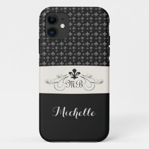 Elegante Schwarz-weiße Lilie Case-Mate iPhone Hülle