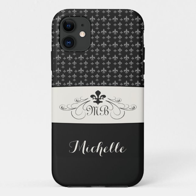 Elegante Schwarz-weiße Lilie Case-Mate iPhone Hülle (Rückseite)