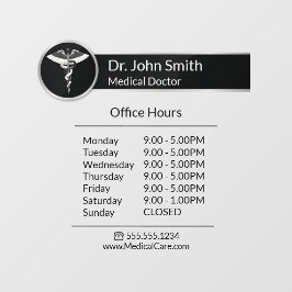 Elegante Schwarz-weiße medizinische Caduceus Öffnu Fensteraufkleber