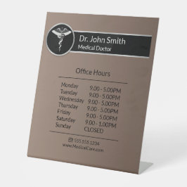 Elegante Schwarz-weiße medizinische Caduceus Öffnu Sockelschild