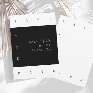 Elegante Schwarz-weiße Minimale Typografie Hochzei Save The Date