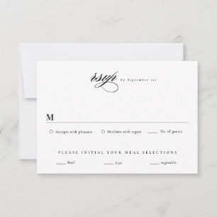 Elegante Schwarz-Weiße Minimalistische Hochzeit RSVP Karte