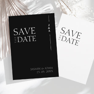 Elegante Schwarz-weiße Minimalistische Monogramm-H Save The Date