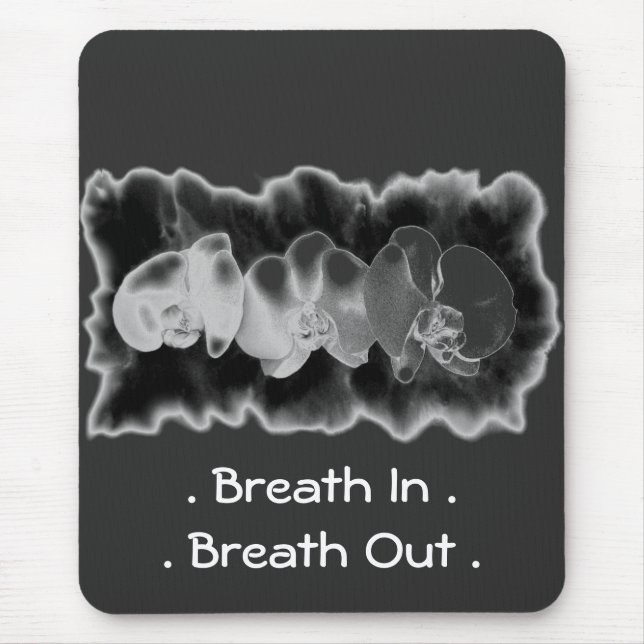 Elegante Schwarz-weiße Orchideenmalerei Mousepad (Vorne)