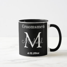 elegante Schwarz-weiße personalisierte Trauzeugen Tasse