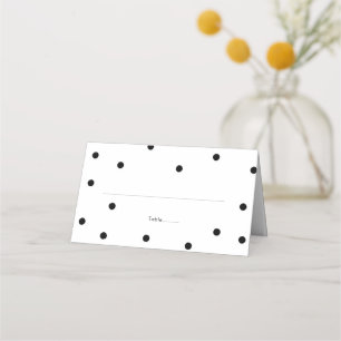 Elegante schwarz-weiße Punkte Hochzeit Platzkarte