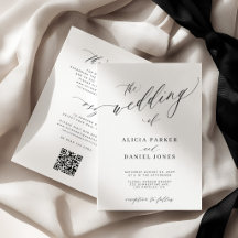 Elegante schwarz-weiße QR-Code-Details Hochzeit