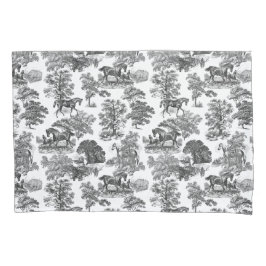 Elegante Schwarz-weiße Rustikale Pferde Kissenbezug