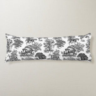 Elegante Schwarz-weiße Rustikale Pferde Seitenschläferkissen