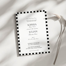 Elegante schwarz-weiße Schachbrett-Rand-Hochzeit