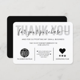 Elegante Schwarz-weiße Skriptlogos Vielen Dank Dankeskarte