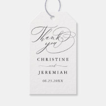 Elegante Schwarz-weiße Skriptnamen Hochzeit Vielen