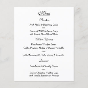 Elegante Schwarz-weiße Speisekarte Flyer