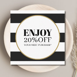 Elegante Schwarz-weiße Streifen Rabattkarte