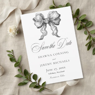 Elegante schwarz-weiße Toile French Manor Hochzeit Save The Date
