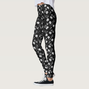 Elegante Schwarz-weiße Wasserfarben Leggings