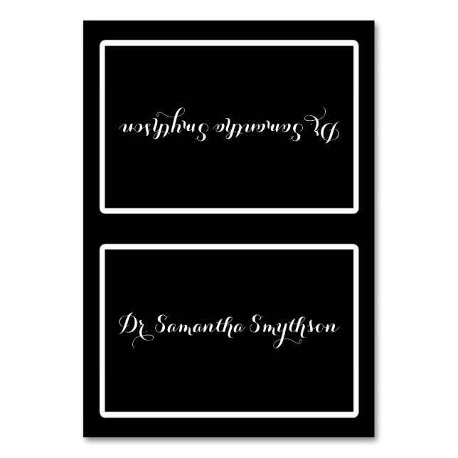 Elegante, schwarz-weiße, zarte Schreibweise Tischnummer (Vorderseite)