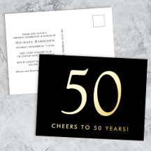 Elegante schwarze 50. Geburtstagsfeier in Gold