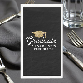 Elegante schwarze Abschlussfeier der Klasse 2026 Serviette