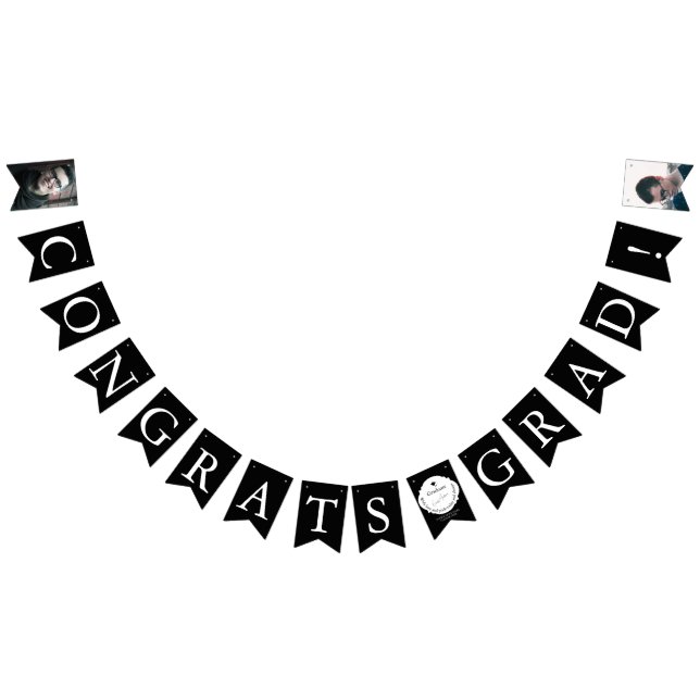 Elegante schwarze Abschlussfeier Wimpelkette (Alle)