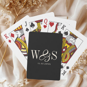 Elegante schwarze anfängliche Brautpaare Spielkarten