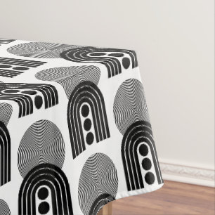 Elegante schwarze Arch-Linien im Mid-Century-Mod-S Tischdecke