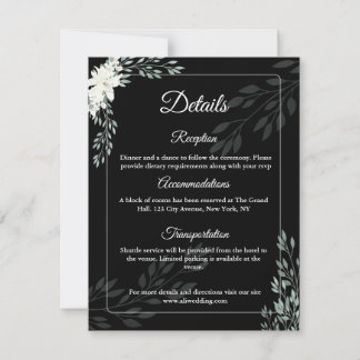 Elegante schwarze Beilagekarte mit weißer Lilie Dankeskarte