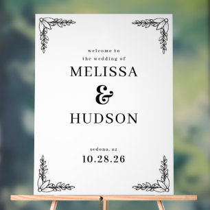 Elegante schwarze blättrige Zweige Acrylschild