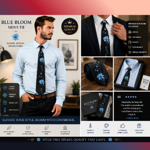 Elegante schwarze blaue Blumenkrawatte Blaue Blü Krawatte