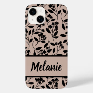 Elegante schwarze Blume auf dusty Pink Botanisch Case-Mate iPhone 14 Hülle
