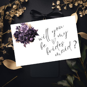 Elegante schwarze Blumen Brautjungfer Karte