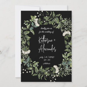 Elegante Schwarze Blumen Einladung