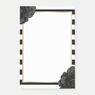 Elegante schwarze Blumen moderne schwarze und weiß Post-it Klebezettel