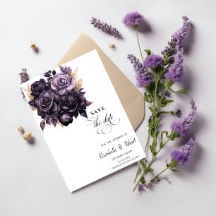 Elegante schwarze Blumen Save The Date