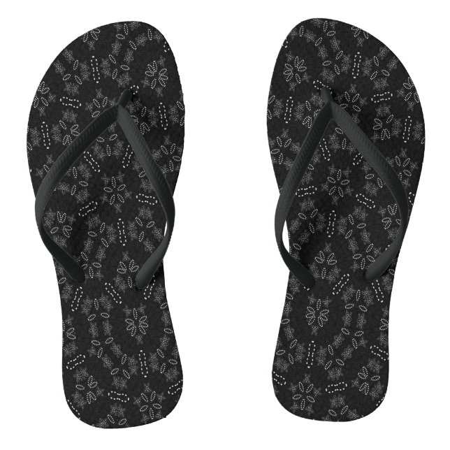 Elegante schwarze Blumen-Spitzenmuster-Sommer-Flip Flip Flops (Fußbett)