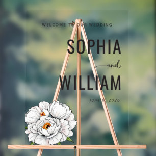 Elegante schwarze Blumenillustration Acrylschild