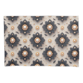 Elegante schwarze Blumenverzierungen mit Perle Kissenbezug