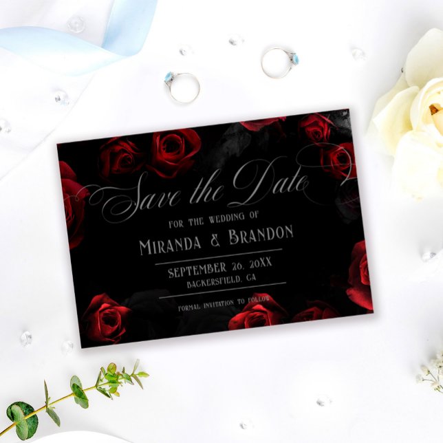 Elegante Schwarze Blüte Save the Date Einladung (Von Creator hochgeladen)