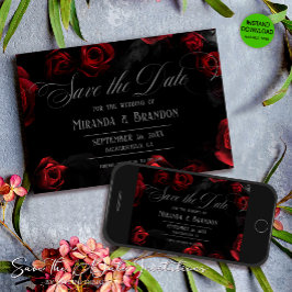 Elegante Schwarze Blüte Save the Date Einladung