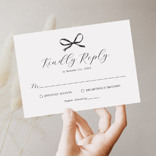 Elegante schwarze Bogen-Hochzeits-RSVP RSVP Karte